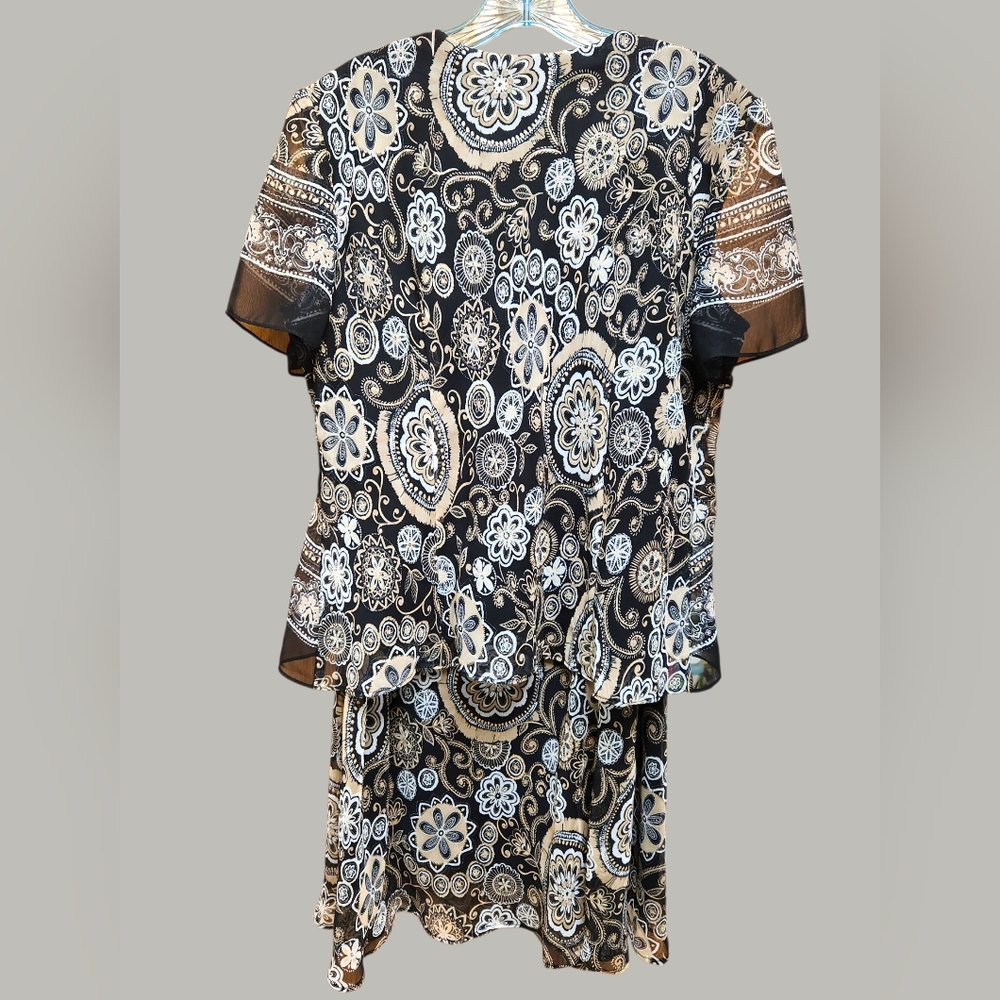 Coldwater Creek 2 Piece Floral Paisley Dress with A Sheer Overlay Like New - Picture 2 of 9